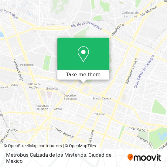 Metrobus Calzada de los Misterios map
