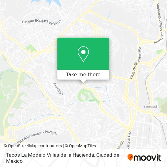 How to get to Tacos La Modelo Villas de la Hacienda in Nicolás Romero by  Bus or Metro?