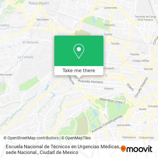 Escuela Nacional de Técnicos en Urgencias Médicas, sede Nacional. map