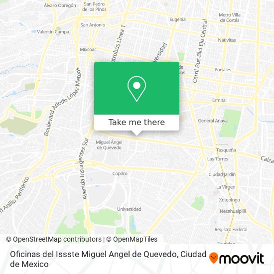 Oficinas del Issste Miguel Angel de Quevedo map
