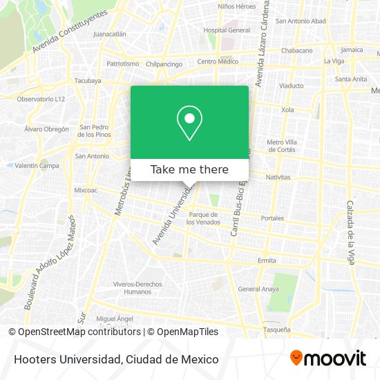 Mapa de Hooters Universidad