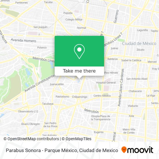 Parabus Sonora - Parque México map