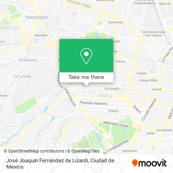 José Joaquín Fernández de Lizardi map