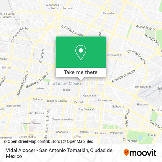 Vidal Alcocer - San Antonio Tomatlán map
