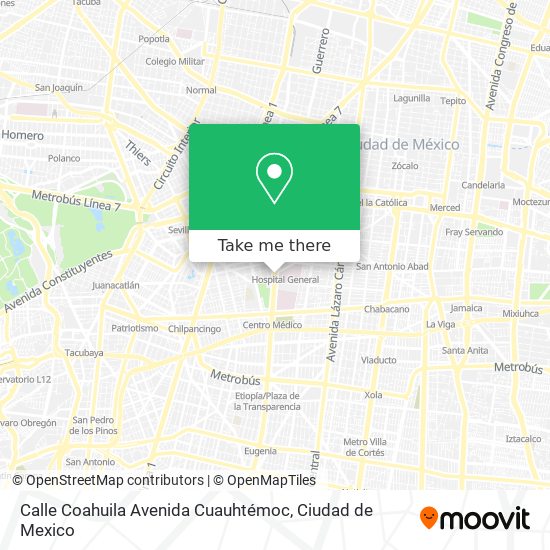 Calle Coahuila Avenida Cuauhtémoc map