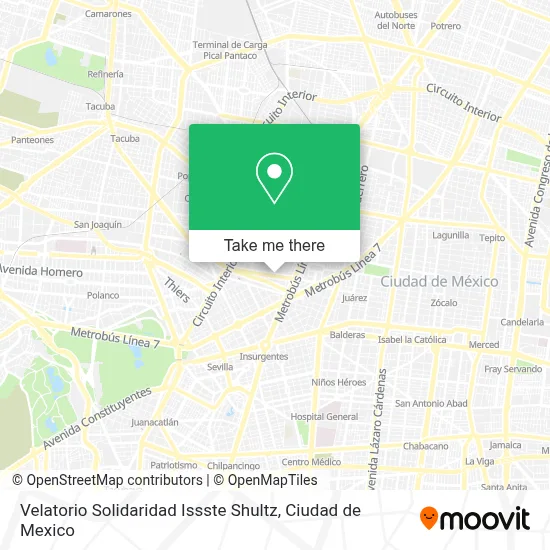 Velatorio Solidaridad Issste Shultz map