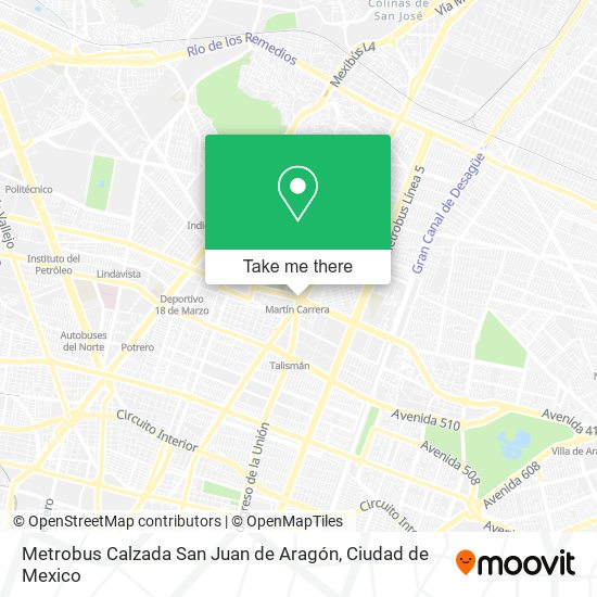 Metrobus Calzada San Juan de Aragón map