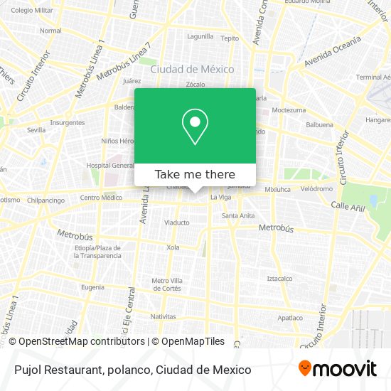 Pujol Restaurant, polanco map