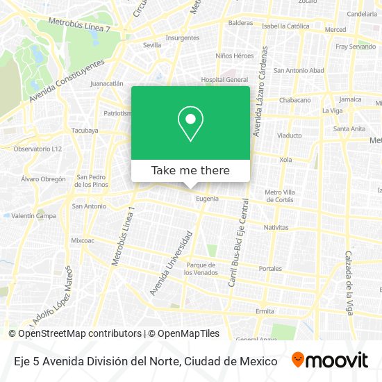 Eje 5 Avenida División del Norte map