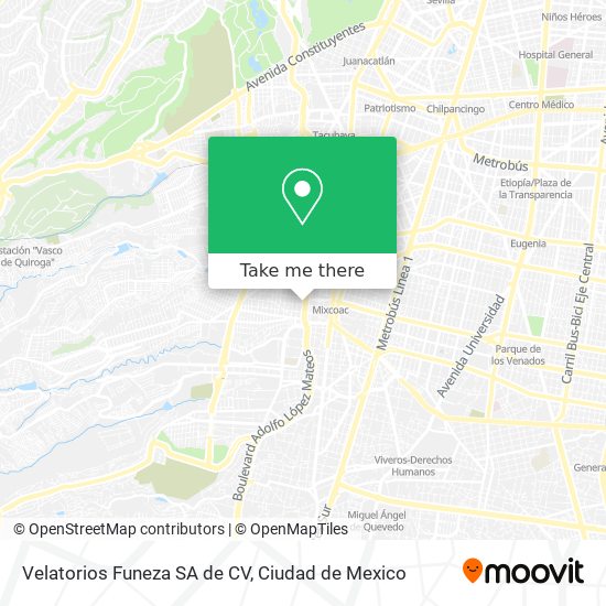 Velatorios Funeza SA de CV map