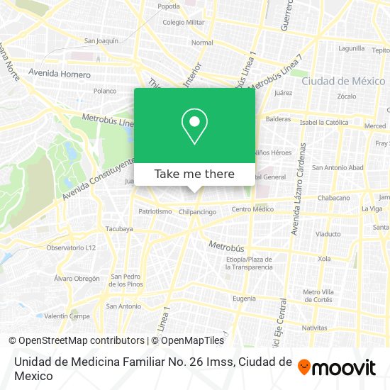 Mapa de Unidad de Medicina Familiar No. 26 Imss