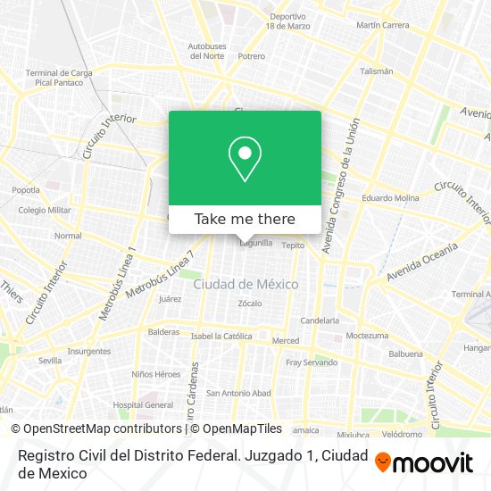 Registro Civil del Distrito Federal. Juzgado 1 map