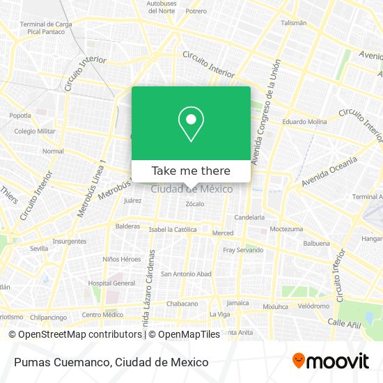 Pumas Cuemanco map