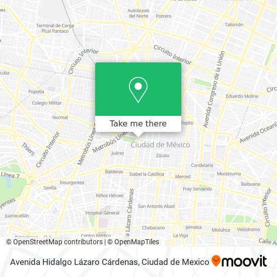 Avenida Hidalgo Lázaro Cárdenas map