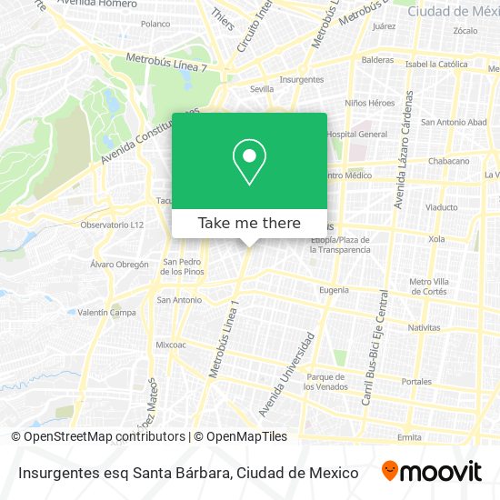 Insurgentes esq Santa Bárbara map