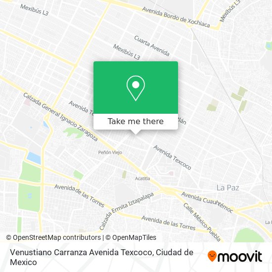 Venustiano Carranza Avenida Texcoco map