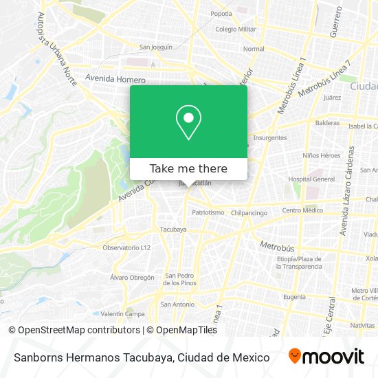 Sanborns Hermanos Tacubaya map
