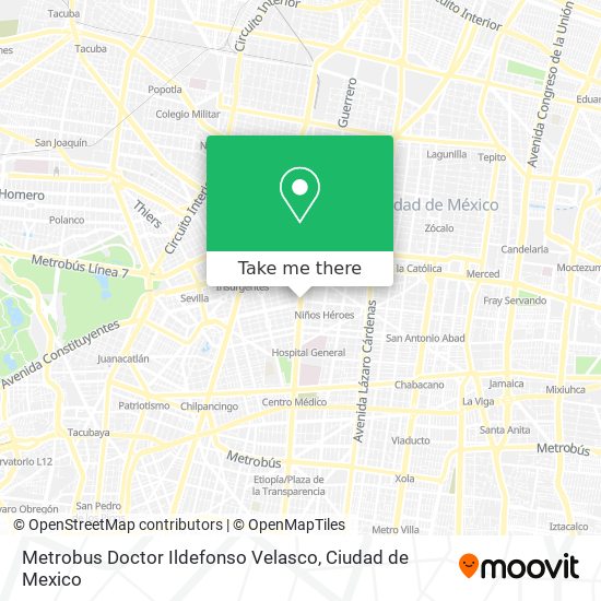 Mapa de Metrobus Doctor Ildefonso Velasco