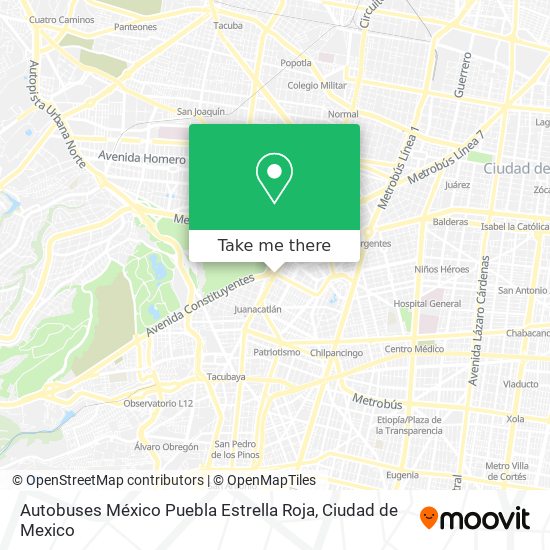 Autobuses México Puebla Estrella Roja map