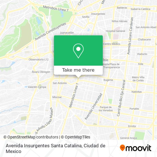 Mapa de Avenida Insurgentes Santa Catalina