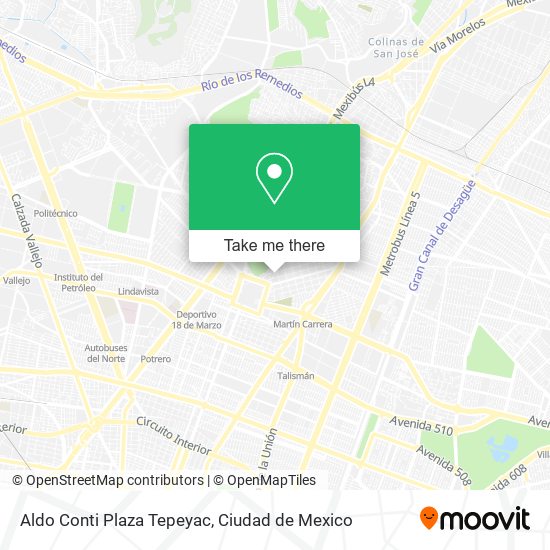 Aldo Conti Plaza Tepeyac map