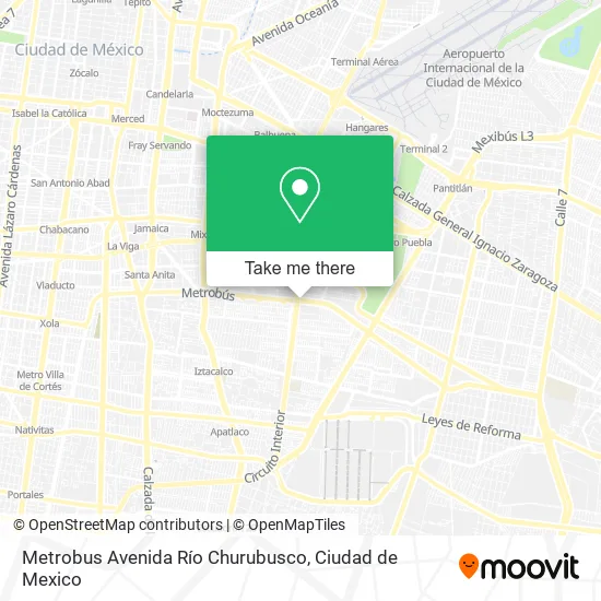 Metrobus Avenida Río Churubusco map