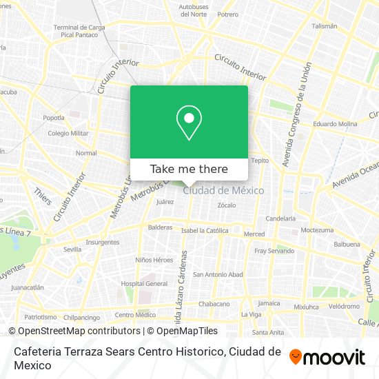 How to get to Cafeteria Terraza Sears Centro Historico in Azcapotzalco by  Bus or Metro?