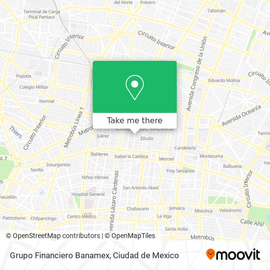 Mapa de Grupo Financiero Banamex