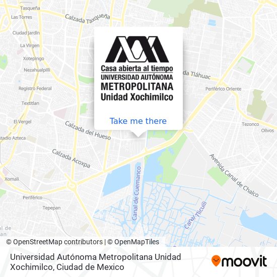 Mapa de Universidad Autónoma Metropolitana Unidad Xochimilco