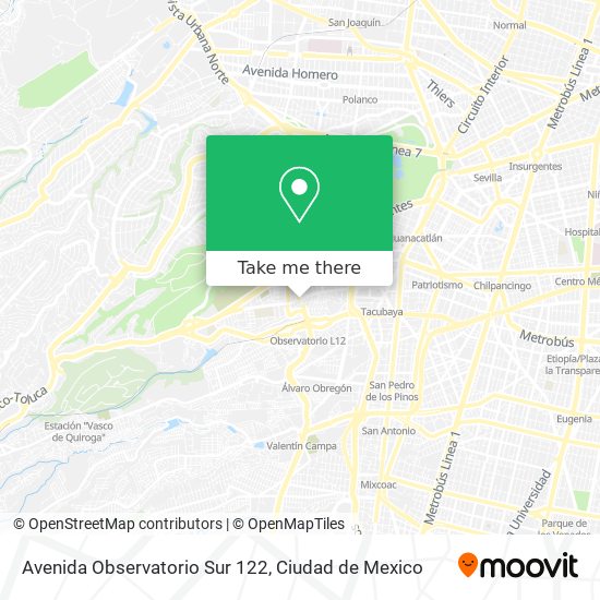 Avenida Observatorio Sur 122 map