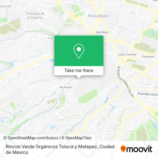 Mapa de Rincon Verde Orgánicos Toluca y Metepec