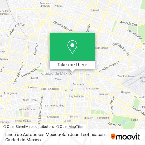 Linea de Autobuses Mexico-San Juan Teotihuacan map
