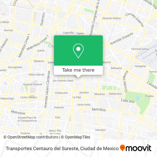 Mapa de Transportes Centauro del Sureste
