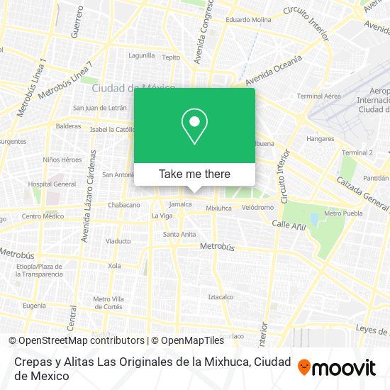 Mapa de Crepas y Alitas Las Originales de la Mixhuca