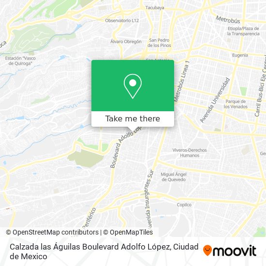 Calzada las Águilas Boulevard Adolfo López map