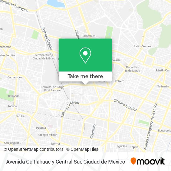 Mapa de Avenida Cuitláhuac y Central Sur