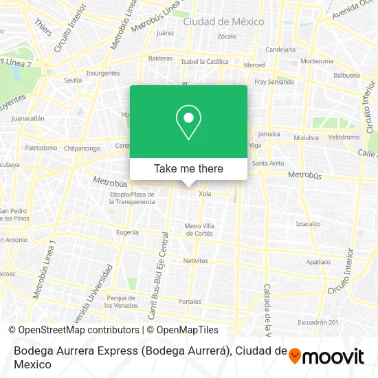 Mapa de Bodega Aurrera Express (Bodega Aurrerá)