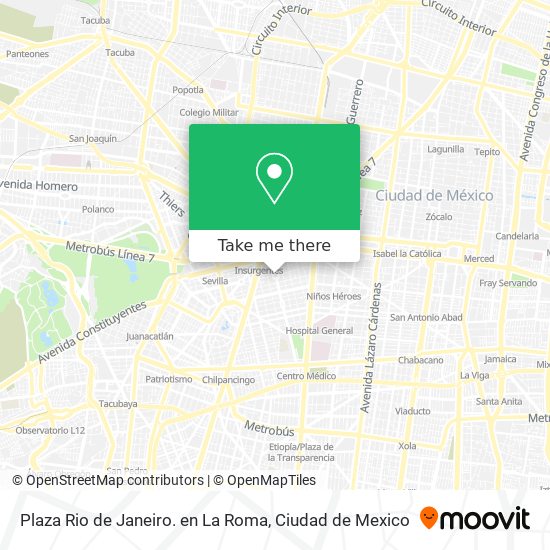 Plaza Rio de Janeiro. en La Roma map
