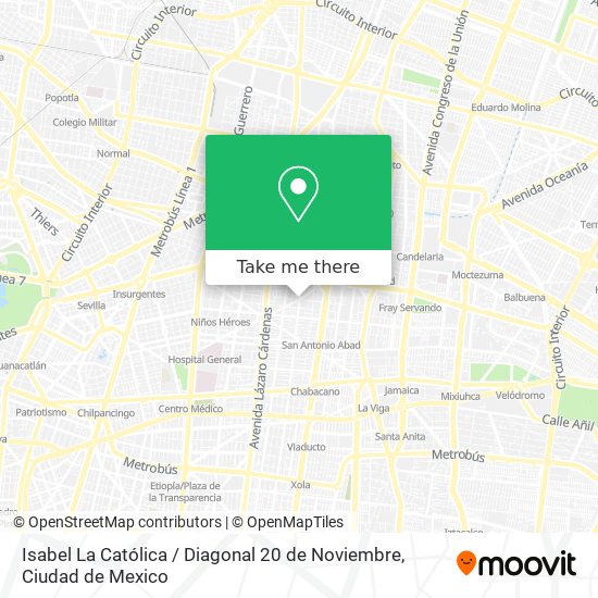 Mapa de Isabel La Católica / Diagonal 20 de Noviembre