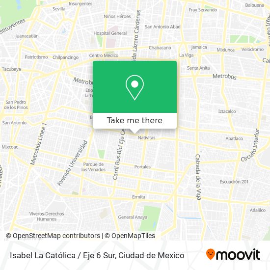 Mapa de Isabel La Católica / Eje 6 Sur