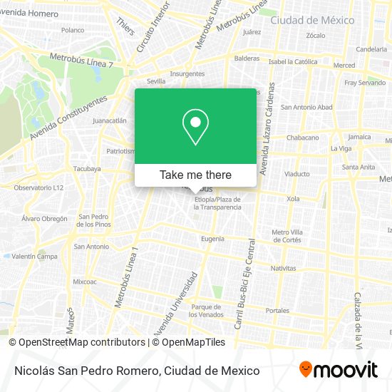 Nicolás San Pedro Romero map