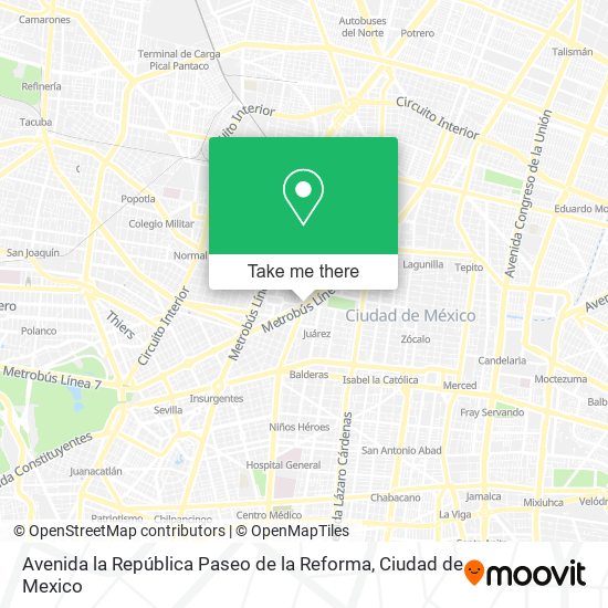 Mapa de Avenida la República Paseo de la Reforma