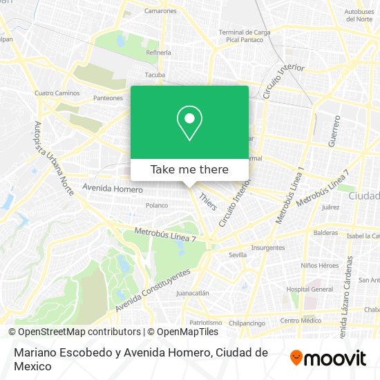 Mapa de Mariano Escobedo y Avenida Homero