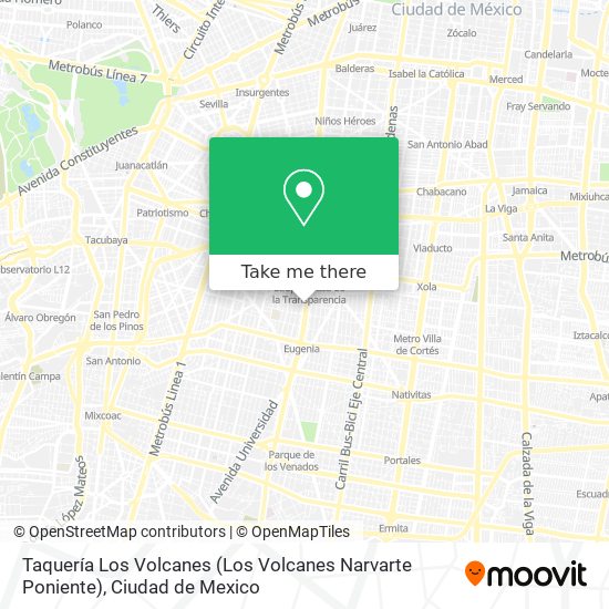 Taquería Los Volcanes (Los Volcanes Narvarte Poniente) map