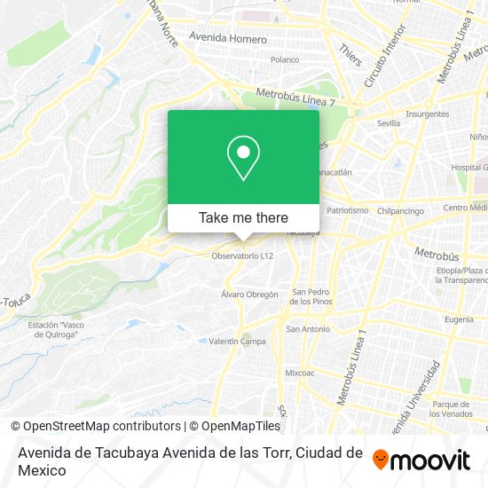 Mapa de Avenida de Tacubaya Avenida de las Torr