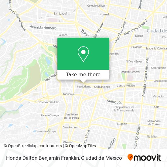 Honda Dalton Benjamín Franklin map
