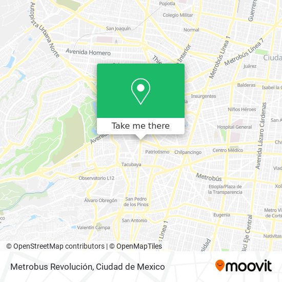 Metrobus Revolución map