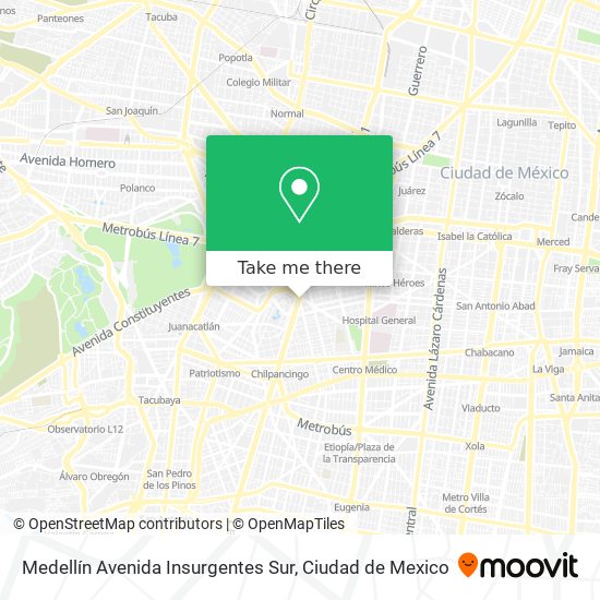 Medellín Avenida Insurgentes Sur map