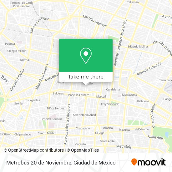 Metrobus 20 de Noviembre map