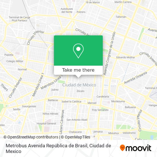 Mapa de Metrobus Avenida República de Brasil